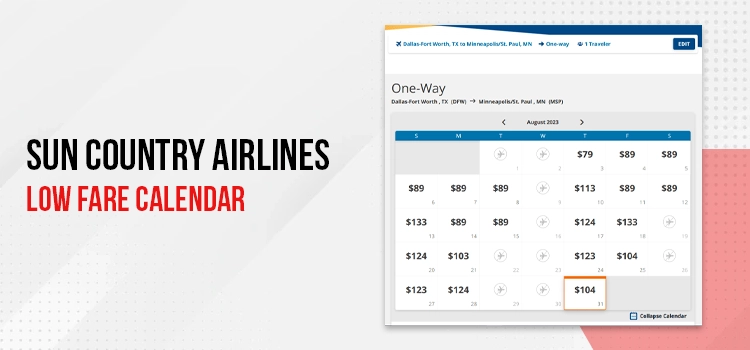 Sun Country Airlines Low Fare Calendar